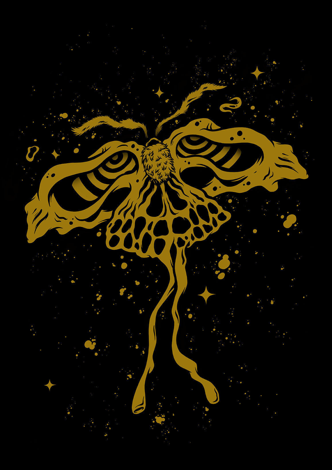Ghost Moth - Gold Riso print