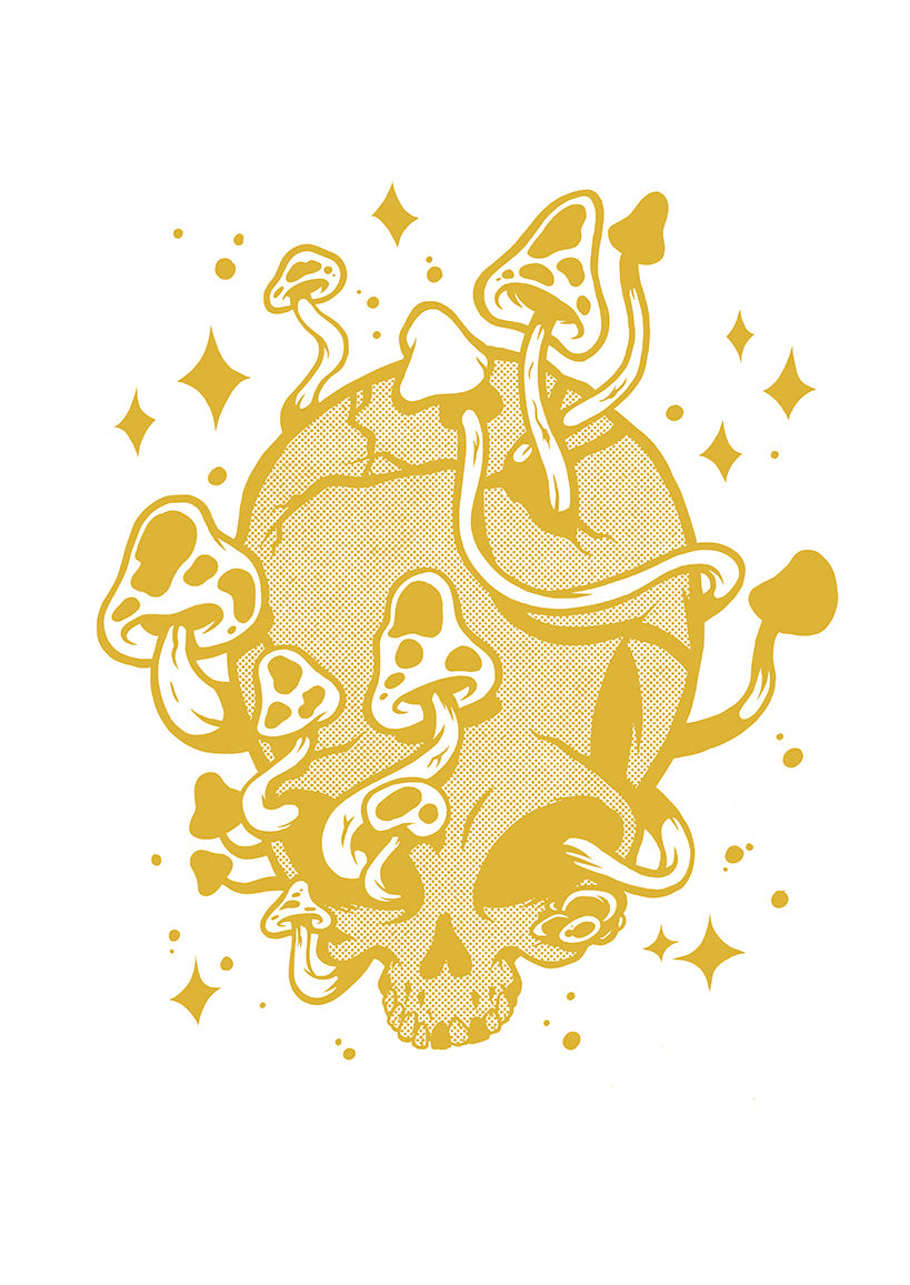 Alien Skull - Gold Riso print