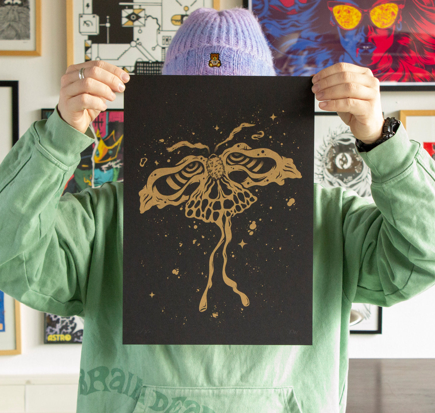 Ghost Moth - Gold Riso print